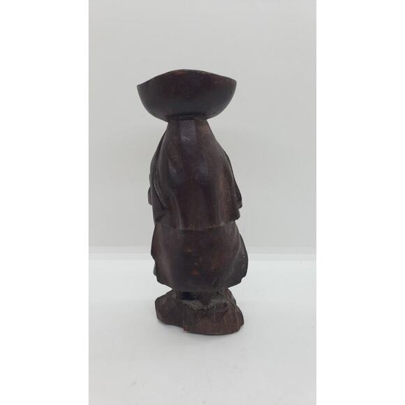 Vintage Hand Carved Wood Sculpture Woman Working Ethnic - Picture 3 of 10